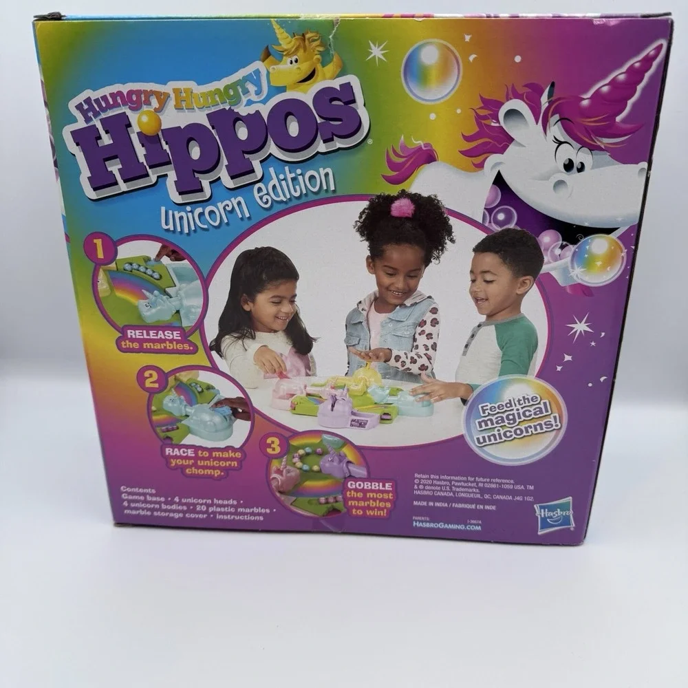Hasbro Gaming Hungry Hungry Hippos Unicorn Edition Unicorns Ages 4+ New In Box